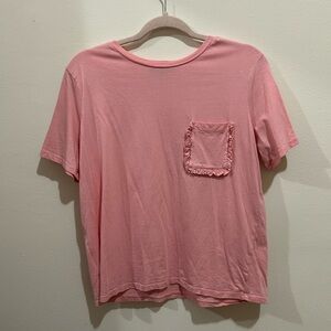 Zara Pink T Shirt with Ruffle Pocket